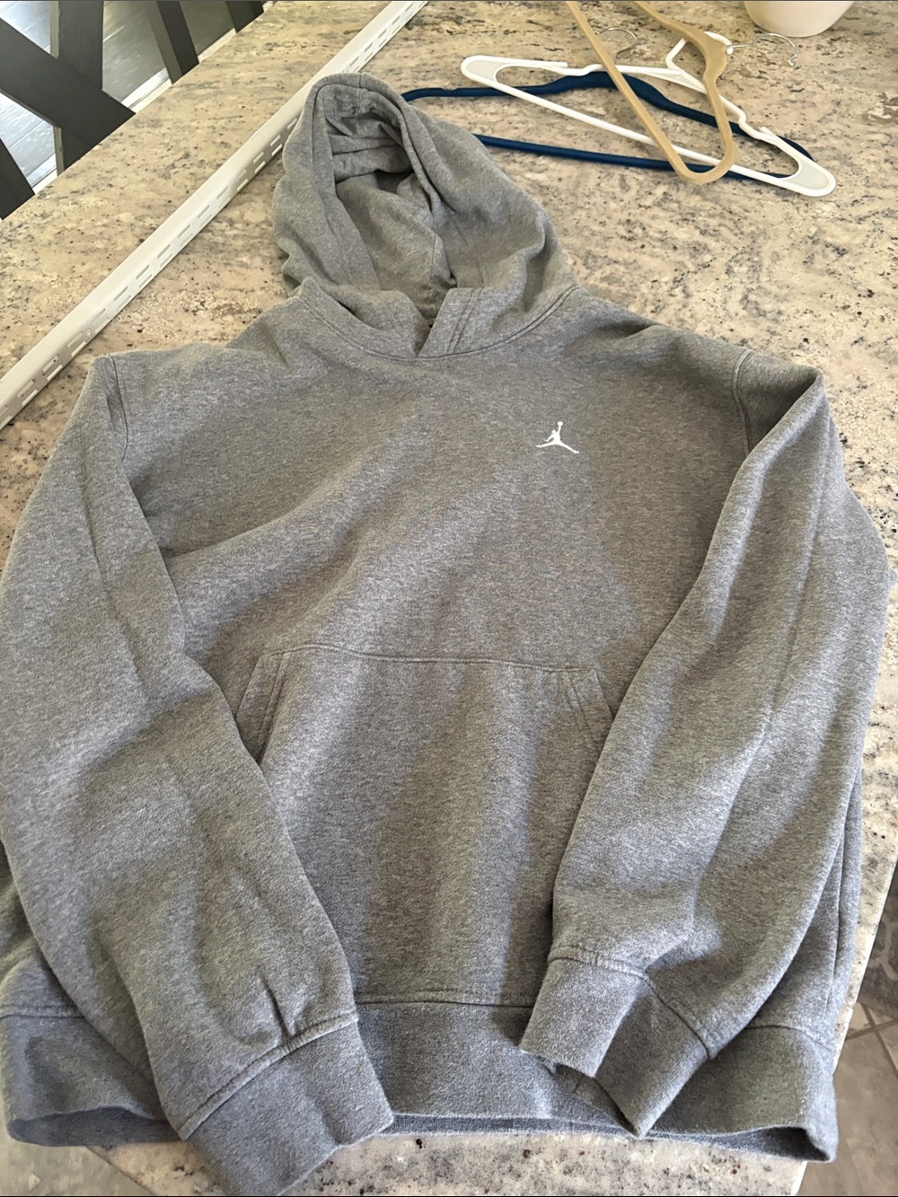 Jordan Gray Hooded Pullover Sweatshirt with White Jumpman